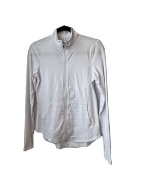 Women's Kyodan Lightweight Full Zip Jacket Size S White Thumbhole Pockets